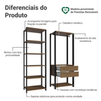 Guarda-Roupa Closet Modulado Valencia 2 Gavetas 129cm Rustic/Preto Madesa