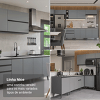 Armário de Cozinha Completa 300cm Cinza Nice Madesa 01