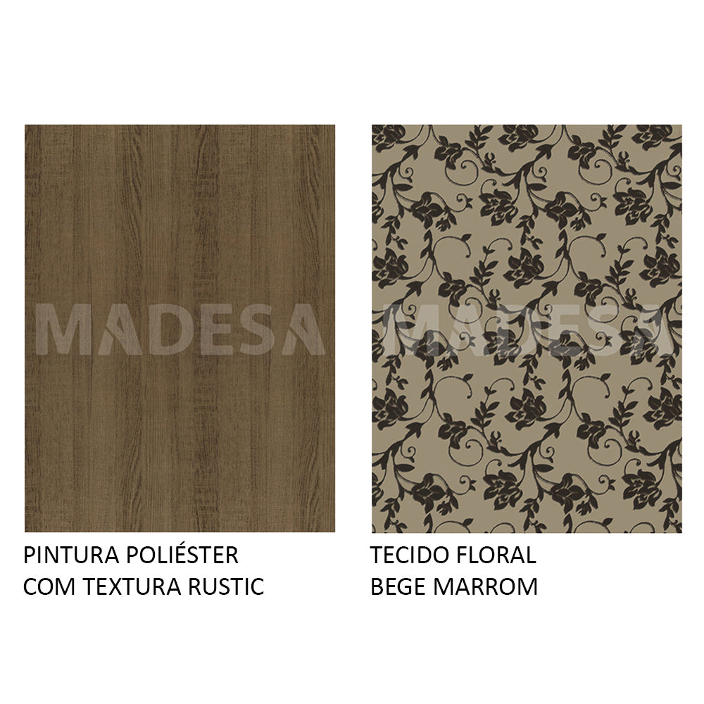 Conjunto Sala de Jantar Madesa Magda Mesa Tampo de Vidro com 4 Cadeiras Rustic/Bege Marrom