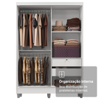Guarda-Roupa Solteiro Madesa Luke 2 Portas de Correr com Espelho com Pés Branco