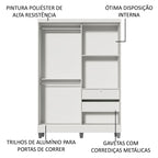Guarda-Roupa Solteiro Madesa Luke 2 Portas de Correr de Espelho com Pés Branco