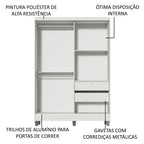Guarda-Roupa Solteiro Madesa Luke 2 Portas de Correr de Madeira com Pés Branco