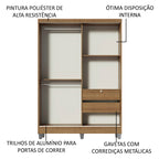 Guarda-Roupa Solteiro Madesa Luke 2 Portas de Correr com Espelho com Pés Rustic