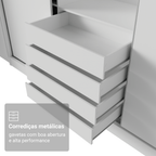 Guarda-Roupa Casal 100% MDF Madesa Royale 3 Portas de Correr com Espelho Branco