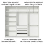 Guarda-Roupa Casal 100% MDF Madesa Royale 3 Portas de Correr Branco/Preto