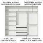Guarda-Roupa Casal 100% MDF Madesa Royale 3 Portas de Correr com Espelho Branco/Preto