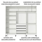 Guarda-Roupa Casal 100% MDF Madesa Royale 3 Portas de Correr com Pés Branco/Rustic/Branco