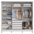 Guarda-Roupa Casal 100% MDF com Pés 3 Portas 1 Espelho Branco Malta Madesa