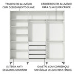 Guarda-Roupa Casal 100% MDF Madesa Royale 3 Portas de Correr com Pés Branco/Rustic