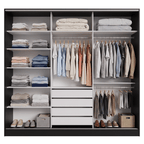 Guarda-Roupa Casal 100% MDF 3 Portas Preto Malta Madesa