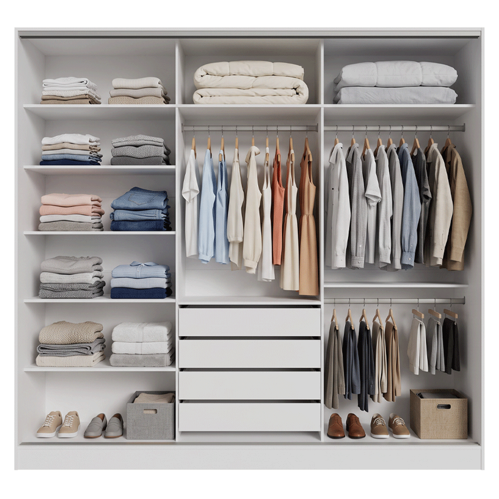Guarda-Roupa Casal 100% MDF 3 Portas Branco/Rustic Malta Madesa