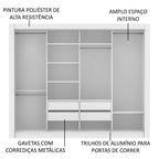 Guarda-Roupa Casal Madesa Montana 4 Portas de Correr Branco