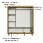 Guarda-Roupa Casal Madesa Mônaco 3 Portas de Correr com Espelhos com Pés Rustic