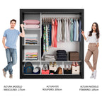 Guarda-Roupa Casal Madesa Mônaco 3 Portas de Correr Preto/Branco