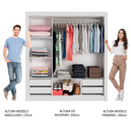 Guarda-Roupa Casal Madesa Lyon Plus 3 Portas de Correr com Espelhos 4 Gavetas Branco/Rustic