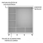Guarda-Roupa Casal Madesa Mônaco 3 Portas de Correr com Pés Branco/Rustic