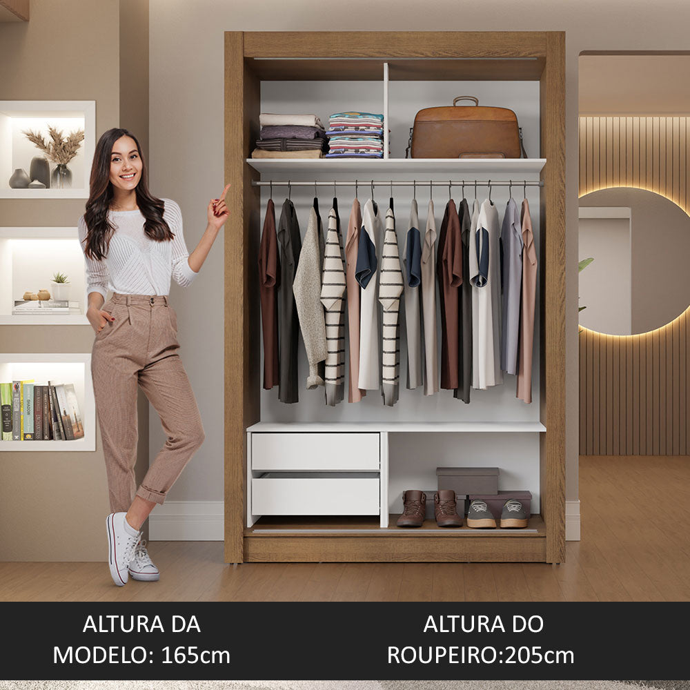 Guarda-Roupa Solteiro Madesa Dallas 2 Portas de Correr 2 Gavetas Rustic