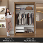 Guarda-Roupa Solteiro Madesa Dallas 2 Portas de Correr 2 Gavetas Rustic