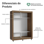 Guarda-Roupa Solteiro Madesa Denver 2 Portas de Correr com Pés Rustic