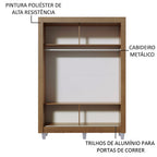 Guarda-Roupa Solteiro Madesa Denver 2 Portas de Correr com Espelho com Pés Rustic/Branco