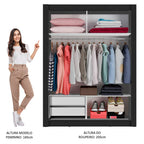 Guarda-Roupa Solteiro Madesa Dallas 2 Portas de Correr 2 Gavetas Preto