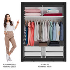 Guarda-Roupa Solteiro Madesa Dallas Plus 2 Portas de Correr com Espelho 4 Gavetas Preto/Rustic