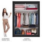 Guarda-Roupa Solteiro Madesa Denver 2 Portas de Correr com Espelho Preto/Cinza