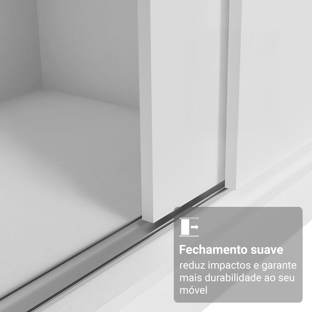 Guarda-Roupa Casal com Pés 3 Portas de Correr com Espelhos Branco Reno Madesa