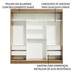 Guarda-Roupa Casal Madesa Reno 3 Portas de Correr Rustic/Branco