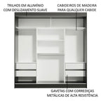 Guarda-Roupa Casal Madesa Reno 3 Portas de Correr com Espelho Preto/Branco