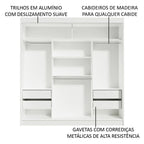 Guarda-Roupa Casal Madesa Reno 3 Portas de Correr Branco/Rustic