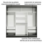 Guarda-Roupa Casal Madesa Reno 3 Portas de Correr com Espelhos Preto/Rustic