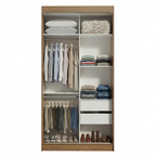 Guarda-Roupa Solteiro Madesa Tokio 2 Portas de Correr de Espelho 2 Gavetas Rustic/Branco