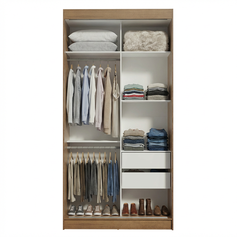 Guarda-Roupa Solteiro Madesa Tokio 2 Portas de Correr 2 Gavetas Rustic/Branco