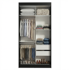 Guarda-Roupa Solteiro Madesa Tokio 2 Portas de Correr com Espelho 2 Gavetas Preto/Branco