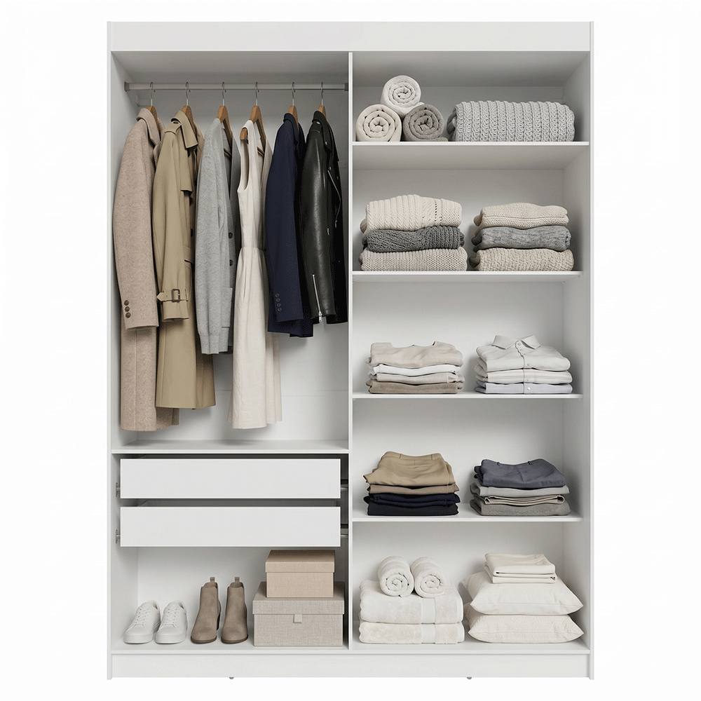 Guarda-Roupa Closet 2 Gavetas 121 cm Branco Venus Madesa