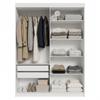 Guarda-Roupa Solteiro 4 Portas Batentes com Espelhos Branco/Branco/Rustic Venus Madesa