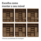 Guarda-Roupa Casal 6 Portas Batentes com Espelho Rustic/Branco/Rustic Venus Madesa