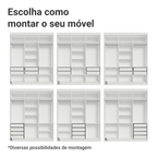 Guarda-Roupa Casal 6 Portas Batentes Branco/Branco/Preto Venus Madesa
