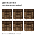Guarda-Roupa Casal com Pés 8 Portas Batentes com Espelho Rustic/Preto/Preto Venus Madesa