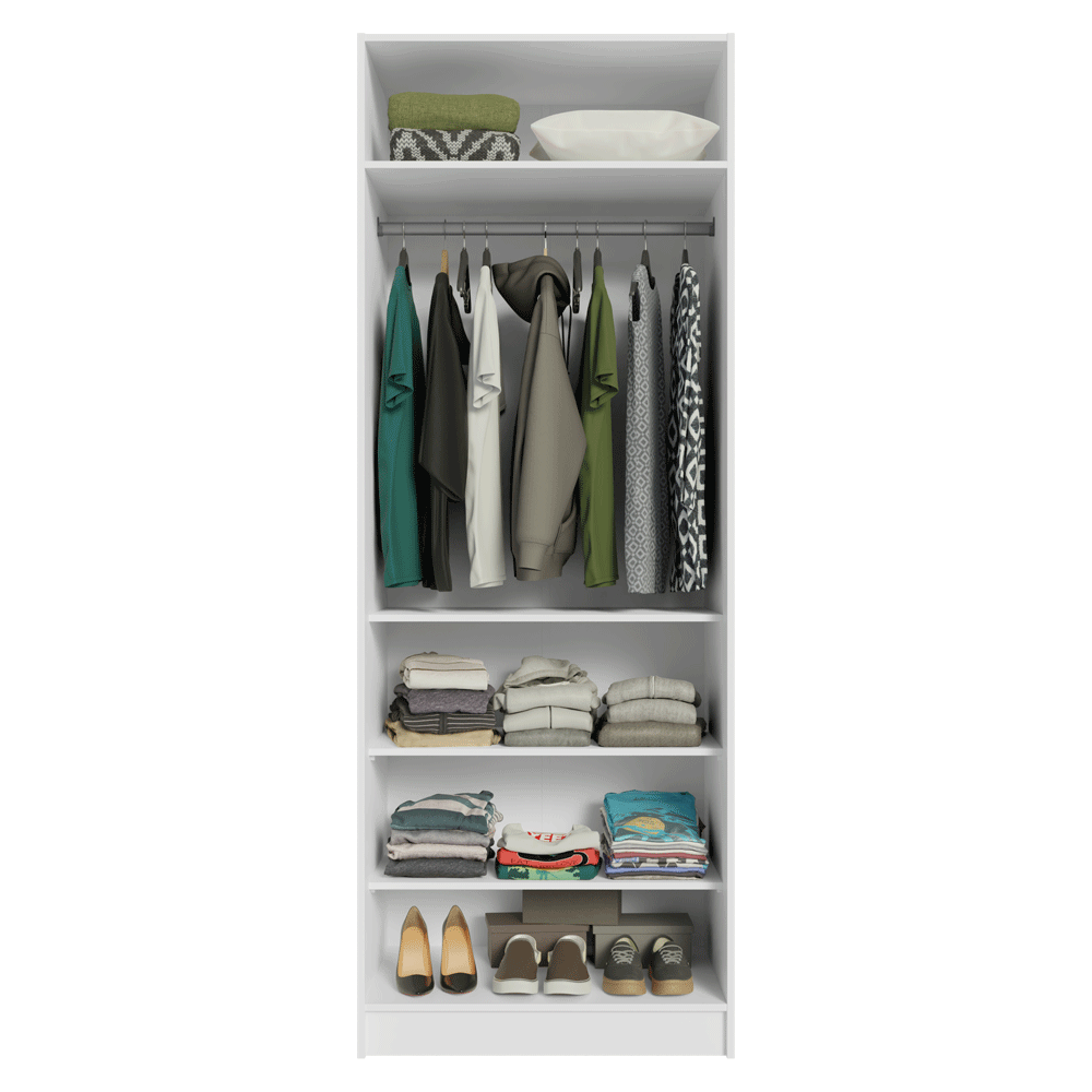 Guarda-Roupa Modulado 2 Portas com Espelho 4 Prateleiras 1 Cabideiro Branco Neo Madesa