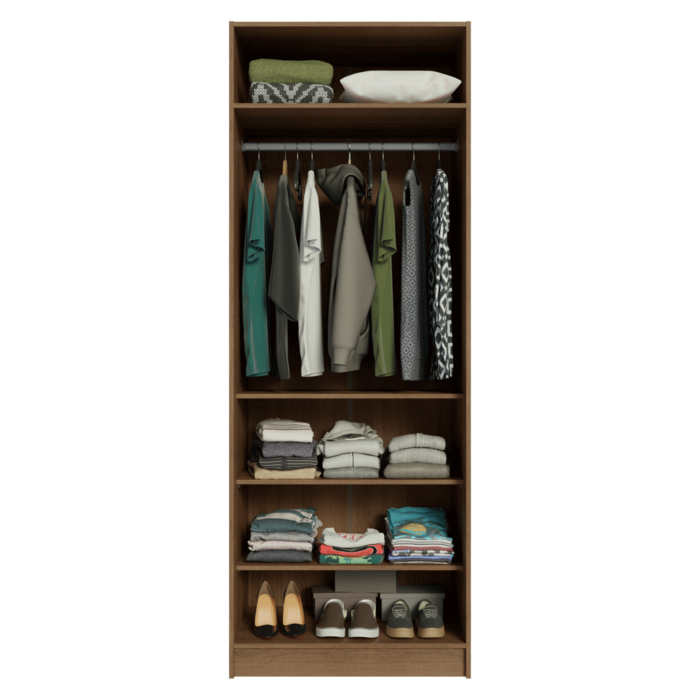 Guarda-Roupa Modulado 2 Portas com Espelho 4 Prateleiras 1 Cabideiro Rustic/Crema Neo Madesa