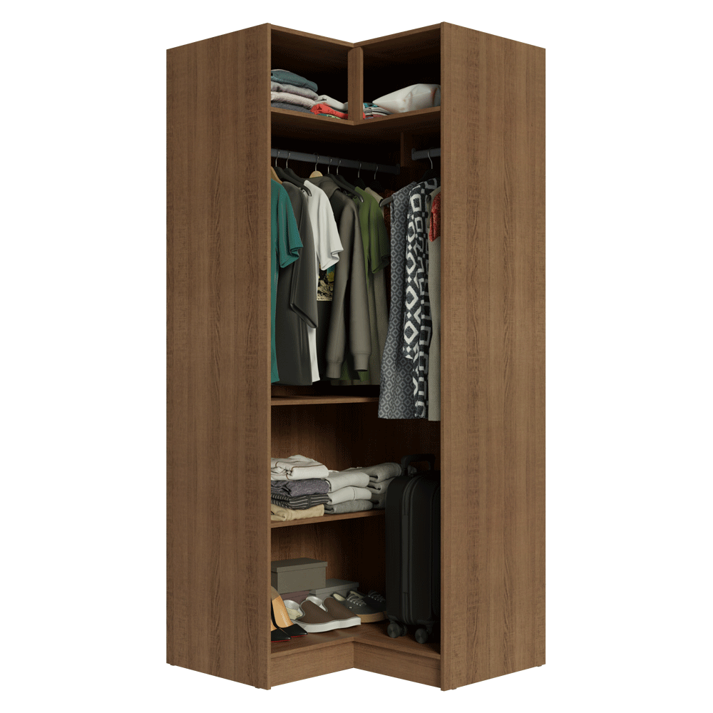 Guarda-Roupa Modulado de Canto 2 Portas Rustic/Crema Neo Madesa