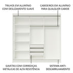 Guarda-Roupa Casal Madesa Istambul 3 Portas de Correr com Espelhos 3 Gavetas Branco