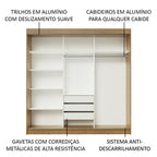 Guarda-Roupa Casal Madesa Istambul 3 Portas de Correr com Espelhos 3 Gavetas Rustic