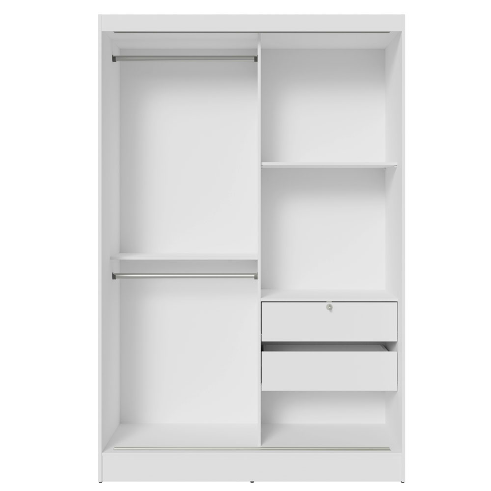 Guarda-Roupa 2 Portas de Correr de Espelho Branco Max Madesa