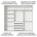 Guarda-Roupa Casal 100% MDF Madesa Eros 3 Portas de Correr de Espelho Branco