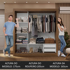 Guarda-Roupa Casal 3 Portas de Correr com Espelho 2 Gavetas Rustic/Cinza Sublime Madesa