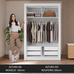 Guarda-Roupa Solteiro 2 Portas de Correr 4 Gavetas Branco Vivare Plus Madesa