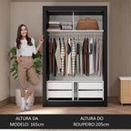 Guarda-Roupa Solteiro 2 Portas de Correr com Espelho 4 Gavetas Preto Vivare Plus Madesa